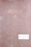 Bechler-Bechler Automatic Model A, AE, B, BE Machine Manual-A-AE-AE-72-B-BE-BE-72-02